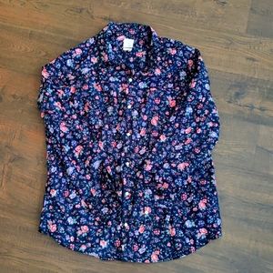 Women's Gap fitted boyfriend floral long sleeve button up size XL